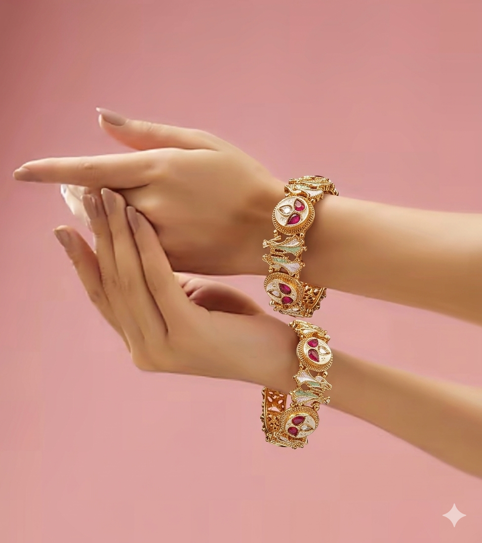Beautiful brass heritage microgold polished bridal bangle sets