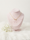 Beautiful anti tarnish pink tulip necklace with diamond leaf
