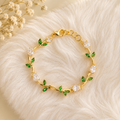White green anti tarnish adjustable tulip bracelet