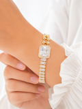 Beautiful anti tarnish AD shine golden chain bracelet