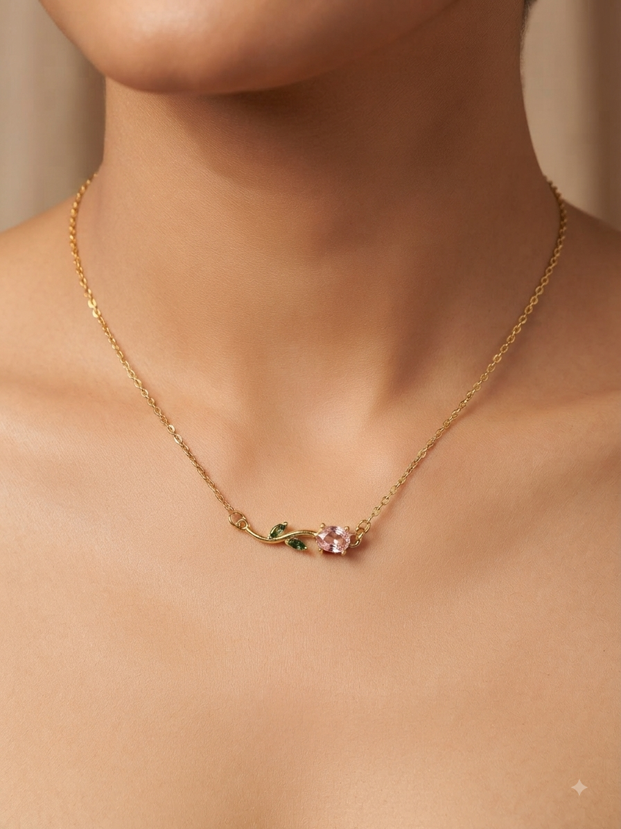 Beautiful anti tarnish pink tulip locket.