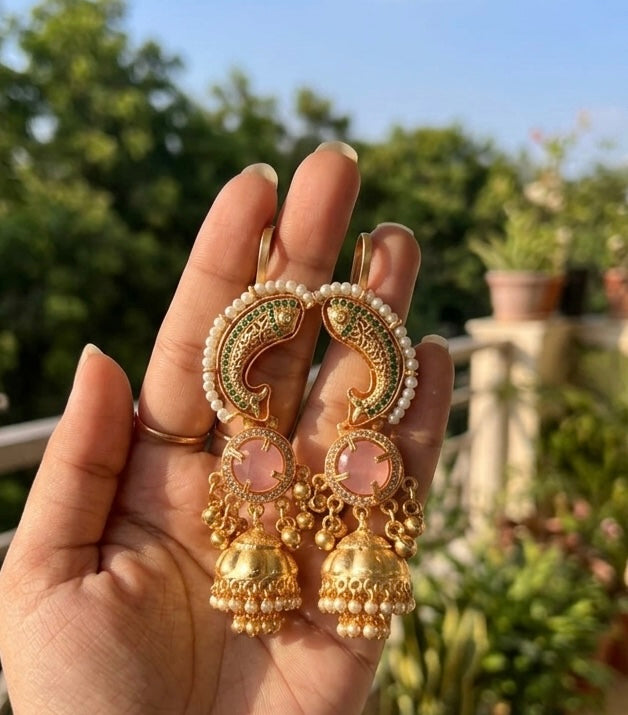 Ear cuff brass golden kashmiri jhumkas