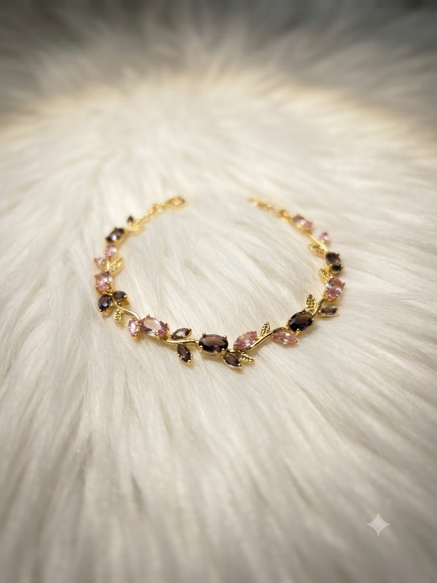 Tulip anti tarnish golden adjustable chain bracelet