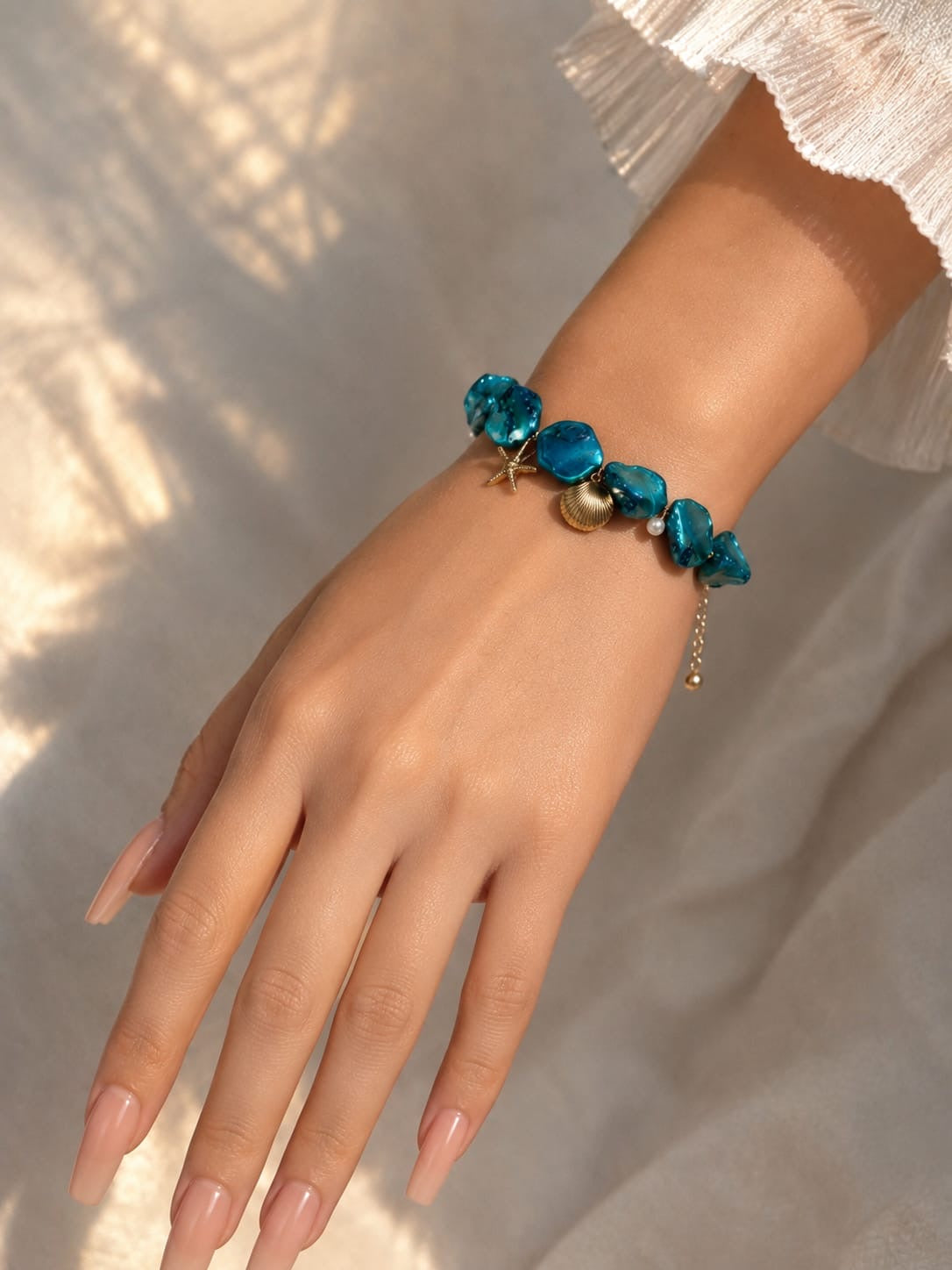 Blue stone anti tarnish charm bracelets