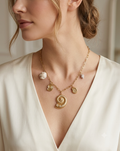 golden white ocean theme anti tarnish necklace