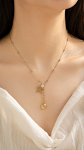 Anti tarnish golden charms necklace