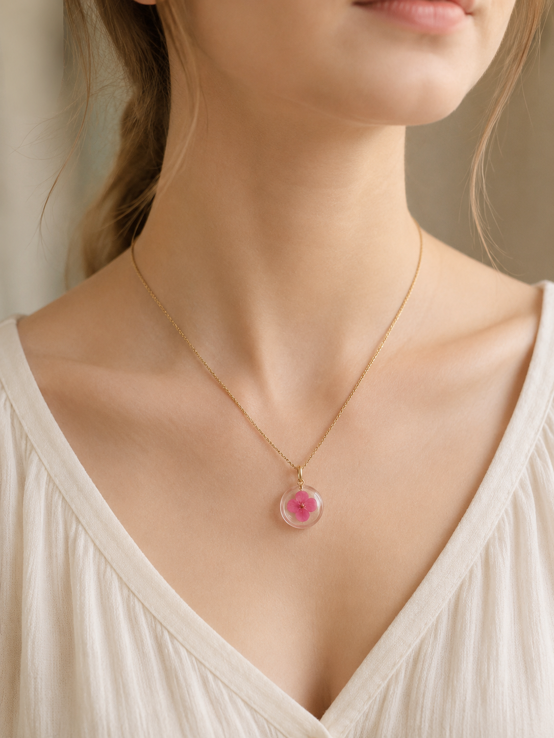 Anti tarnish resin necklace