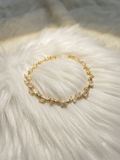 White crystal stone adjustable anti tarnish tulip bracelet