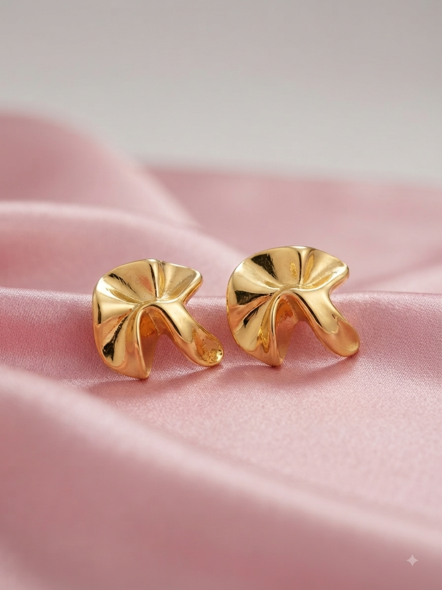 Anti tarnish golden large studd earrings