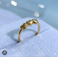 Anti tarnish three hearts adjustable ring